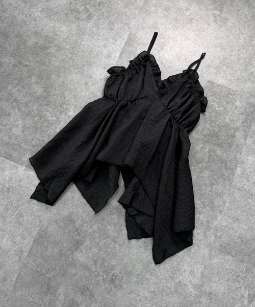 LVEU.（ラブユ.）の「【LVEU.】フリルキャミビスチェ / トップス キャミソール キャミ フリル ワッシャー くしゅくしゅ ビスチェ レイヤード ブラック ZOZOTOWN限定（キャミソール・レディース・ブラック・FREE）」の19枚目の写真