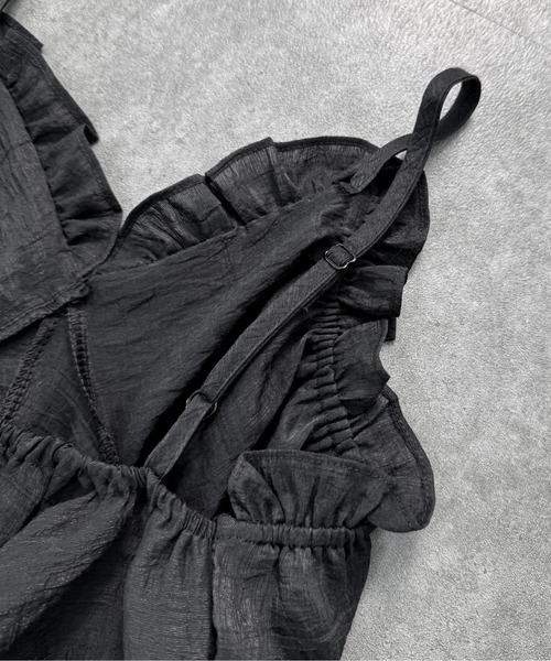 LVEU.（ラブユ.）の「【LVEU.】フリルキャミビスチェ / トップス キャミソール キャミ フリル ワッシャー くしゅくしゅ ビスチェ レイヤード ブラック ZOZOTOWN限定（キャミソール・レディース・ブラック・FREE）」の21枚目の写真