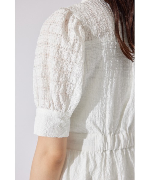 rienda（リエンダ）の「フロントシャーリングリボンミニハーフシャツフレアワンピース 半袖 夏服（シャツワンピース・レディース・ライトブラック/ホワイト/ブルー・MEDIUM/SMALL）」の17枚目の写真