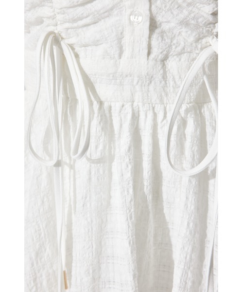 rienda（リエンダ）の「フロントシャーリングリボンミニハーフシャツフレアワンピース 半袖 夏服（シャツワンピース・レディース・ライトブラック/ホワイト/ブルー・MEDIUM/SMALL）」の16枚目の写真