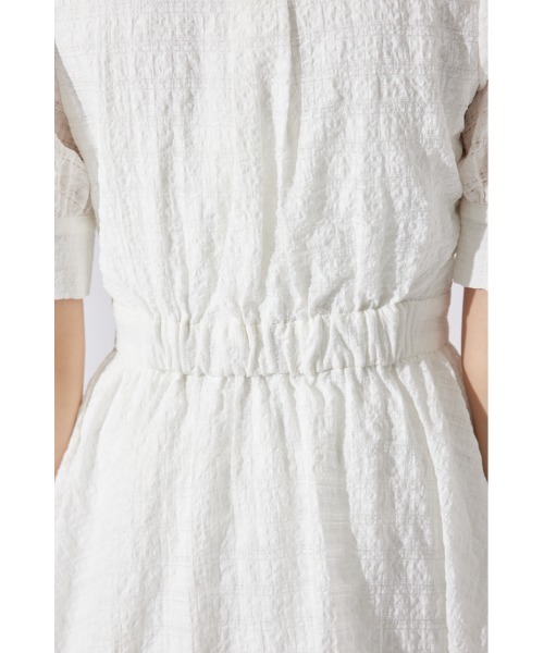 rienda（リエンダ）の「フロントシャーリングリボンミニハーフシャツフレアワンピース 半袖 夏服（シャツワンピース・レディース・ライトブラック/ホワイト/ブルー・MEDIUM/SMALL）」の15枚目の写真