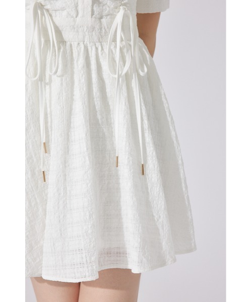 rienda（リエンダ）の「フロントシャーリングリボンミニハーフシャツフレアワンピース 半袖 夏服（シャツワンピース・レディース・ライトブラック/ホワイト/ブルー・MEDIUM/SMALL）」の14枚目の写真