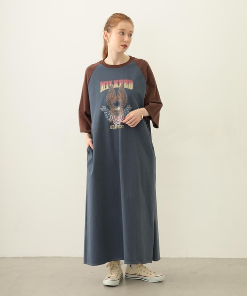MILKFED.（ミルクフェド）の「EAGLE B/B TEE DRESS（ワンピース・レディース・オートミール/チャコール/ネイビー・ONE SIZE）」の3枚目の写真