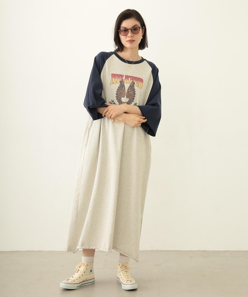 MILKFED.（ミルクフェド）の「EAGLE B/B TEE DRESS（ワンピース・レディース・オートミール/チャコール/ネイビー・ONE SIZE）」の10枚目の写真