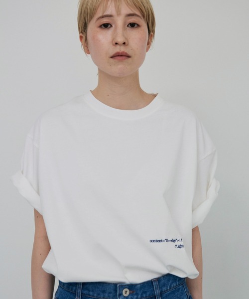 lit（リット）の「Embroidery Loose TEE（Tシャツ/カットソー・レディース・オフホワイト/ダークグリーン/カーキ/ブラウン・FREE）」の11枚目の写真