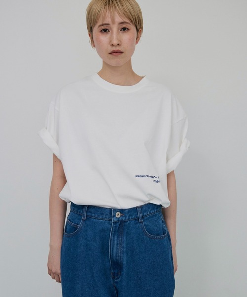 lit（リット）の「Embroidery Loose TEE（Tシャツ/カットソー・レディース・オフホワイト/ダークグリーン/カーキ/ブラウン・FREE）」の8枚目の写真