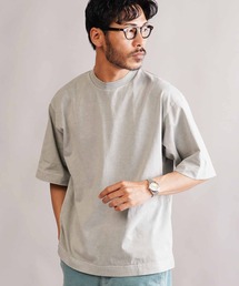 フェードピグメント加工 ワンポイント刺繍 5分袖Tシャツ