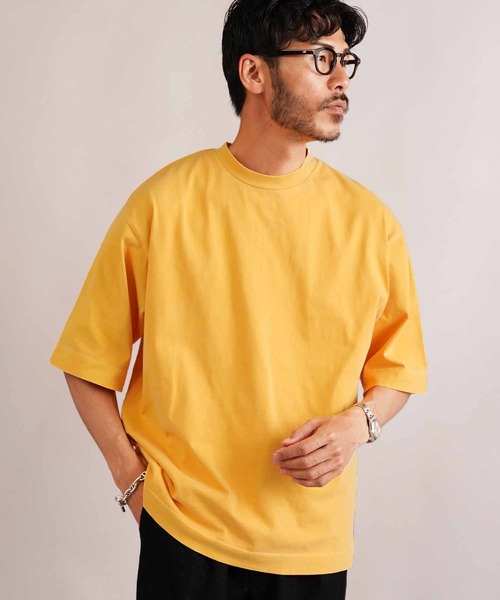 jiggys shop(ジギーズショップ)の「フェードピグメント加工 ワンポイント刺繍 5分袖Tシャツ(Tシャツ/カットソー・メンズ・ブラック系その他/グレー系その他/ブルー系その他/イエロー系その他・MEDIUM/LARGE/X-LARGE)」の4枚目の写真