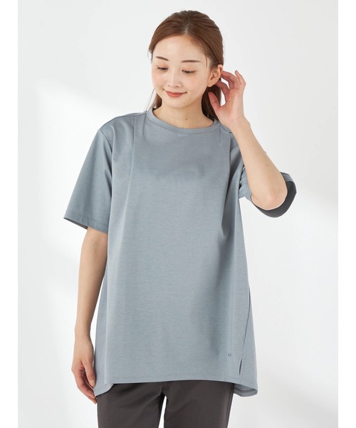 McGREGOR(マックレガー)の「【接触冷感】タックロングTシャツ(Tシャツ/カットソー・レディース・ダークブラウン/ネイビー/ブルー系その他2・M/L)」の3枚目の写真
