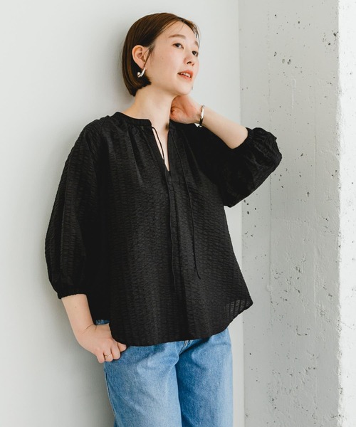 【URBAN　RESEARCH　ROSSO】F by ROSSO　サッカーボリュームスリーブブラウス URBAN RESEARCH ROSSO｜F by ROSSO サッカーボリュームスリーブ