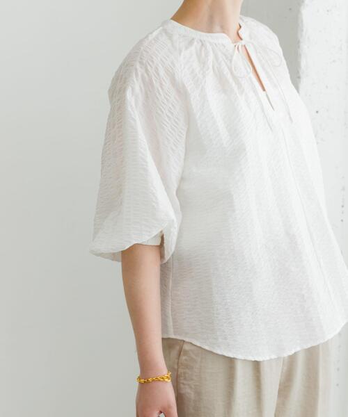 F by ROSSO（エフバイロッソ）の「F by ROSSO　サッカーボリュームスリーブブラウス（シャツ/ブラウス・レディース・ホワイト/ブラック/オレンジ・FREE）」の5枚目の写真