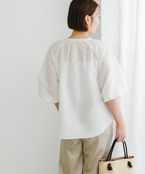 F by ROSSO（エフバイロッソ）の「F by ROSSO　サッカーボリュームスリーブブラウス（シャツ/ブラウス・レディース・ホワイト/ブラック/オレンジ・FREE）」の6枚目の写真