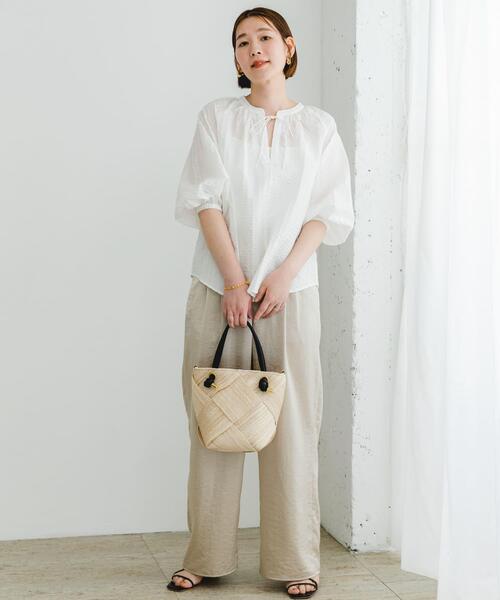 F by ROSSO（エフバイロッソ）の「F by ROSSO　サッカーボリュームスリーブブラウス（シャツ/ブラウス・レディース・ホワイト/ブラック/オレンジ・FREE）」の8枚目の写真