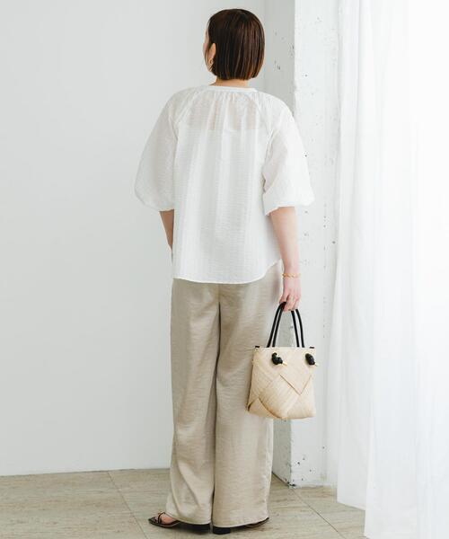 F by ROSSO（エフバイロッソ）の「F by ROSSO　サッカーボリュームスリーブブラウス（シャツ/ブラウス・レディース・ホワイト/ブラック/オレンジ・FREE）」の10枚目の写真