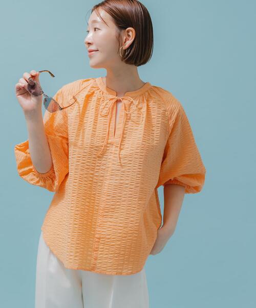 F by ROSSO（エフバイロッソ）の「F by ROSSO　サッカーボリュームスリーブブラウス（シャツ/ブラウス・レディース・ホワイト/ブラック/オレンジ・FREE）」の14枚目の写真