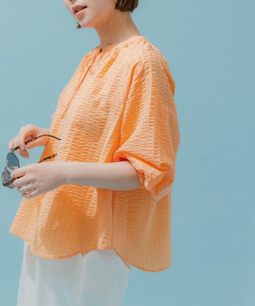 F by ROSSO（エフバイロッソ）の「F by ROSSO　サッカーボリュームスリーブブラウス（シャツ/ブラウス・レディース・ホワイト/ブラック/オレンジ・FREE）」の15枚目の写真