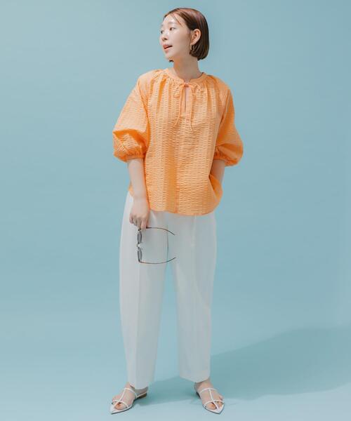 F by ROSSO（エフバイロッソ）の「F by ROSSO　サッカーボリュームスリーブブラウス（シャツ/ブラウス・レディース・ホワイト/ブラック/オレンジ・FREE）」の17枚目の写真