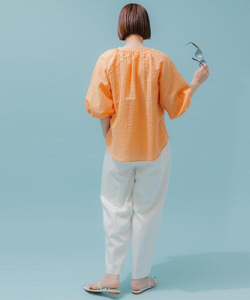 F by ROSSO（エフバイロッソ）の「F by ROSSO　サッカーボリュームスリーブブラウス（シャツ/ブラウス・レディース・ホワイト/ブラック/オレンジ・FREE）」の18枚目の写真