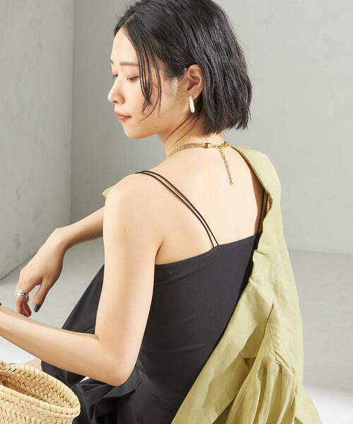 (4/27まで)限定価格plage 2wayキャミソール 接触冷感〉ベア フライス カップ付 2ストラップ キャミ
