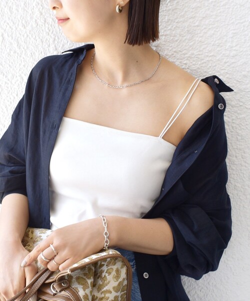 接触冷感〉ベア フライス カップ付 2ストラップ キャミ