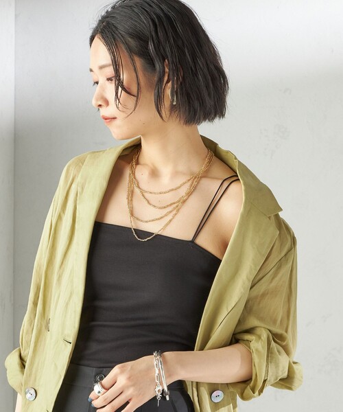 SHIPS(シップス)の「〈接触冷感〉ベア フライス カップ付 2ストラップ キャミ(キャミソール・レディース・オフホワイト/ブラック・ONE SIZE)」の7枚目の写真