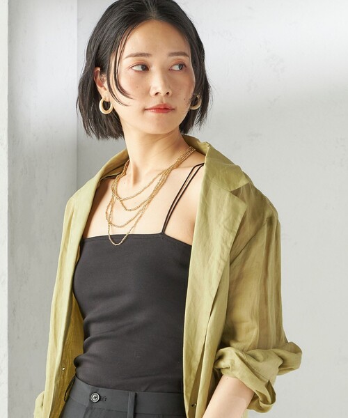 SHIPS(シップス)の「〈接触冷感〉ベア フライス カップ付 2ストラップ キャミ(キャミソール・レディース・オフホワイト/ブラック・ONE SIZE)」の8枚目の写真