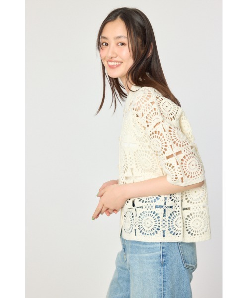 RODEO CROWNS WIDE BOWL(ロデオクラウンズワイドボウル)の「クロシェカーディガン(カーディガン/ボレロ・レディース・ブラック/オフホワイト/オレンジ・FREE)」の17枚目の写真