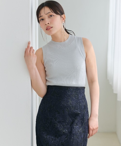 AND COUTURE（アンドクチュール）の「ラメノースリトップス（ニット/セーター・レディース・オフホワイト/ベージュ/ピンク/ライトグレー/ブラック・FREE）」の18枚目の写真