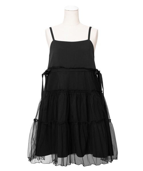 PUNYUS(プニュズ)の「チュールレイヤードキャミワンピース(ワンピース・レディース・アイボリー/ブラック/サックスブルー・1/2/3/4)」の4枚目の写真