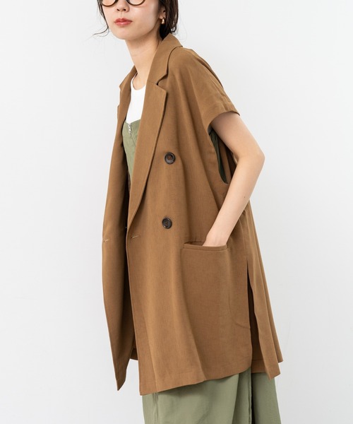 refinedworks(リファインドワークス)の「【refinedworks】人気の フレンチスリーブ テーラーベスト(ベスト・レディース・ブラック/チャコールグレー/ブラウン・FREE)」の3枚目の写真