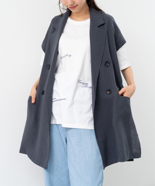 refinedworks(リファインドワークス)の「【refinedworks】人気の フレンチスリーブ テーラーベスト(ベスト・レディース・ブラック/チャコールグレー/ブラウン・FREE)」の2枚目の写真