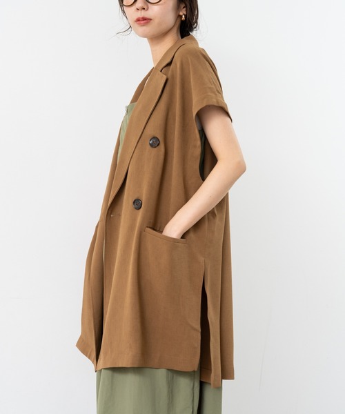 refinedworks(リファインドワークス)の「【refinedworks】人気の フレンチスリーブ テーラーベスト(ベスト・レディース・ブラック/チャコールグレー/ブラウン・FREE)」の4枚目の写真