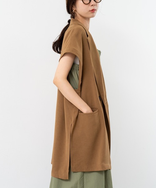 refinedworks(リファインドワークス)の「【refinedworks】人気の フレンチスリーブ テーラーベスト(ベスト・レディース・ブラック/チャコールグレー/ブラウン・FREE)」の6枚目の写真