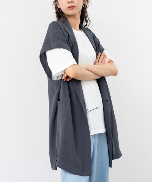 refinedworks(リファインドワークス)の「【refinedworks】人気の フレンチスリーブ テーラーベスト(ベスト・レディース・ブラック/チャコールグレー/ブラウン・FREE)」の15枚目の写真