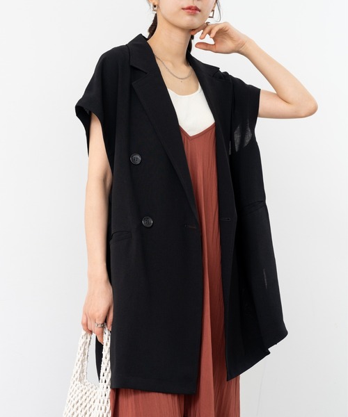 refinedworks(リファインドワークス)の「【refinedworks】人気の フレンチスリーブ テーラーベスト(ベスト・レディース・ブラック/チャコールグレー/ブラウン・FREE)」の7枚目の写真