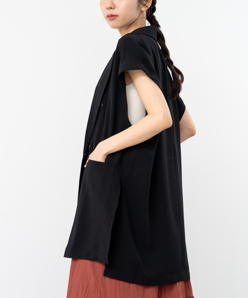 refinedworks(リファインドワークス)の「【refinedworks】人気の フレンチスリーブ テーラーベスト(ベスト・レディース・ブラック/チャコールグレー/ブラウン・FREE)」の8枚目の写真