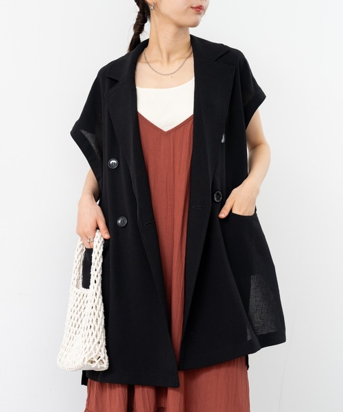 refinedworks(リファインドワークス)の「【refinedworks】人気の フレンチスリーブ テーラーベスト(ベスト・レディース・ブラック/チャコールグレー/ブラウン・FREE)」の10枚目の写真