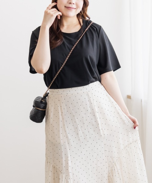 CLETTE(クレット)の「ベーシックシアーTシャツ(Tシャツ/カットソー・レディース・ブラック/オフホワイト・LL/3L/4L)」の1枚目の写真