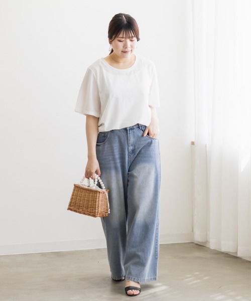 CLETTE(クレット)の「ベーシックシアーTシャツ(Tシャツ/カットソー・レディース・ブラック/オフホワイト・LL/3L/4L)」の16枚目の写真