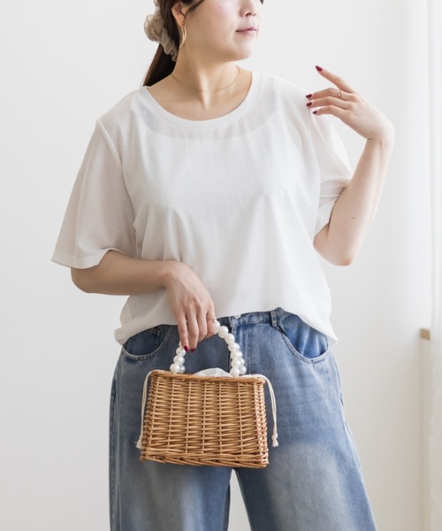 CLETTE(クレット)の「ベーシックシアーTシャツ(Tシャツ/カットソー・レディース・ブラック/オフホワイト・LL/3L/4L)」の14枚目の写真