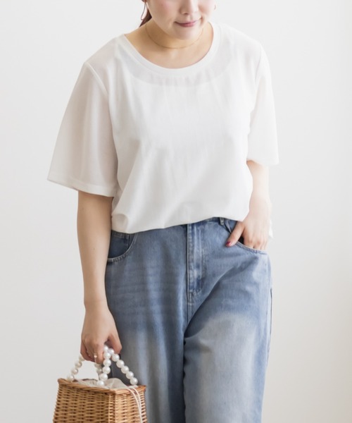 CLETTE(クレット)の「ベーシックシアーTシャツ(Tシャツ/カットソー・レディース・ブラック/オフホワイト・LL/3L/4L)」の15枚目の写真