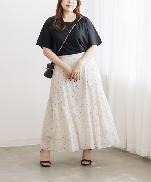 CLETTE(クレット)の「ベーシックシアーTシャツ(Tシャツ/カットソー・レディース・ブラック/オフホワイト・LL/3L/4L)」の5枚目の写真