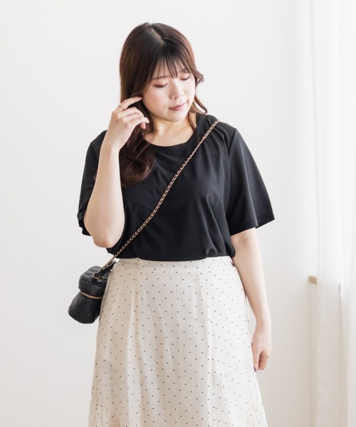 CLETTE(クレット)の「ベーシックシアーTシャツ(Tシャツ/カットソー・レディース・ブラック/オフホワイト・LL/3L/4L)」の4枚目の写真