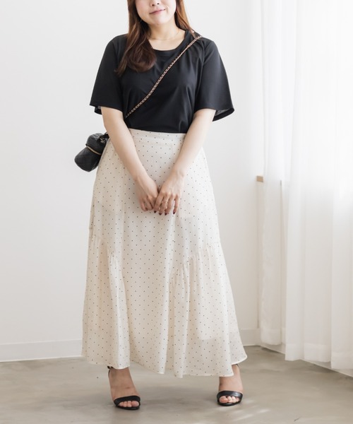 CLETTE(クレット)の「ベーシックシアーTシャツ(Tシャツ/カットソー・レディース・ブラック/オフホワイト・LL/3L/4L)」の6枚目の写真