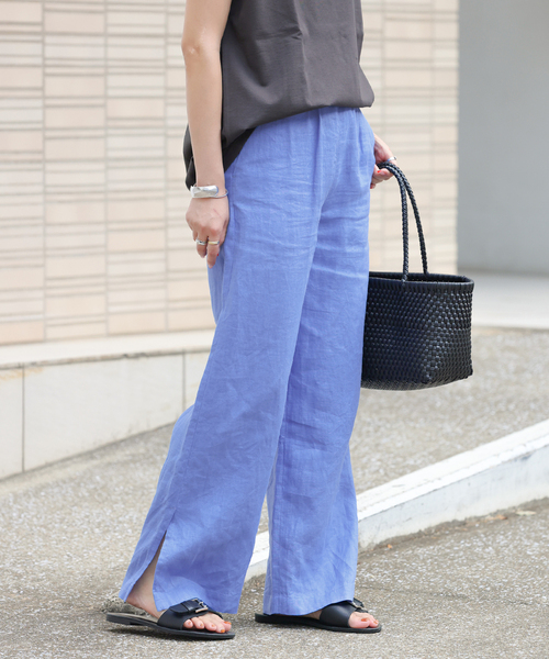 JOURNAL STANDARD relume(ジャーナルスタンダード レリューム)の「《一部WEB限定追加4》麻スリットイージーパンツ(その他パンツ・レディース・ベージュ/オレンジ/ブラウン/ピンク/ブラック/ライトブルー/ブルー・36/38)」の4枚目の写真