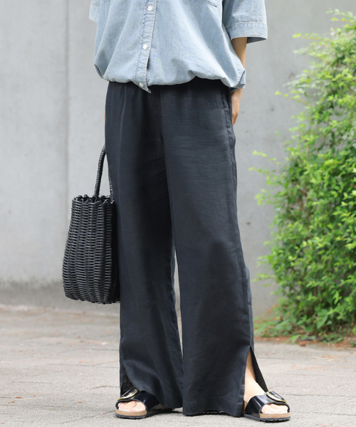 JOURNAL STANDARD relume(ジャーナルスタンダード レリューム)の「《一部WEB限定追加4》麻スリットイージーパンツ(その他パンツ・レディース・ベージュ/オレンジ/ブラウン/ピンク/ブラック/ライトブルー/ブルー・36/38)」の2枚目の写真