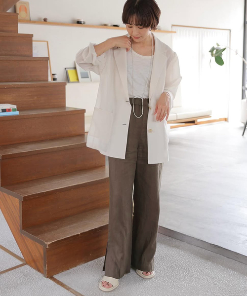 JOURNAL STANDARD relume(ジャーナルスタンダード レリューム)の「《一部WEB限定追加4》麻スリットイージーパンツ(その他パンツ・レディース・ベージュ/オレンジ/ブラウン/ピンク/ブラック/ライトブルー/ブルー・36/38)」の21枚目の写真