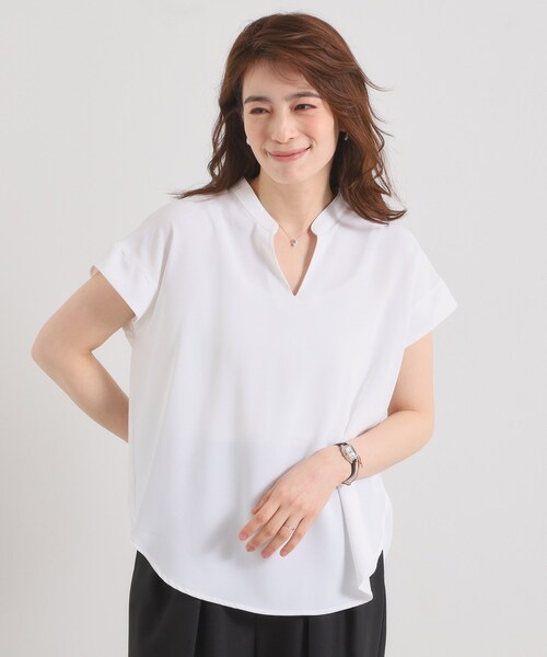 ITS'DEMO（イッツデモ）の「【接触冷感／手洗い可】バックギャザーブラウス（シャツ/ブラウス・レディース・ライトグレー/ベビーピンク/ライトブルー/ブラック/オフホワイト・00）」の6枚目の写真