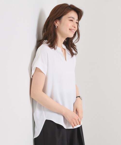 ITS'DEMO（イッツデモ）の「【接触冷感／手洗い可】バックギャザーブラウス（シャツ/ブラウス・レディース・ライトグレー/ベビーピンク/ライトブルー/ブラック/オフホワイト・00）」の7枚目の写真