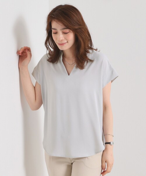 ITS'DEMO（イッツデモ）の「【接触冷感／手洗い可】バックギャザーブラウス（シャツ/ブラウス・レディース・ライトグレー/ベビーピンク/ライトブルー/ブラック/オフホワイト・00）」の10枚目の写真